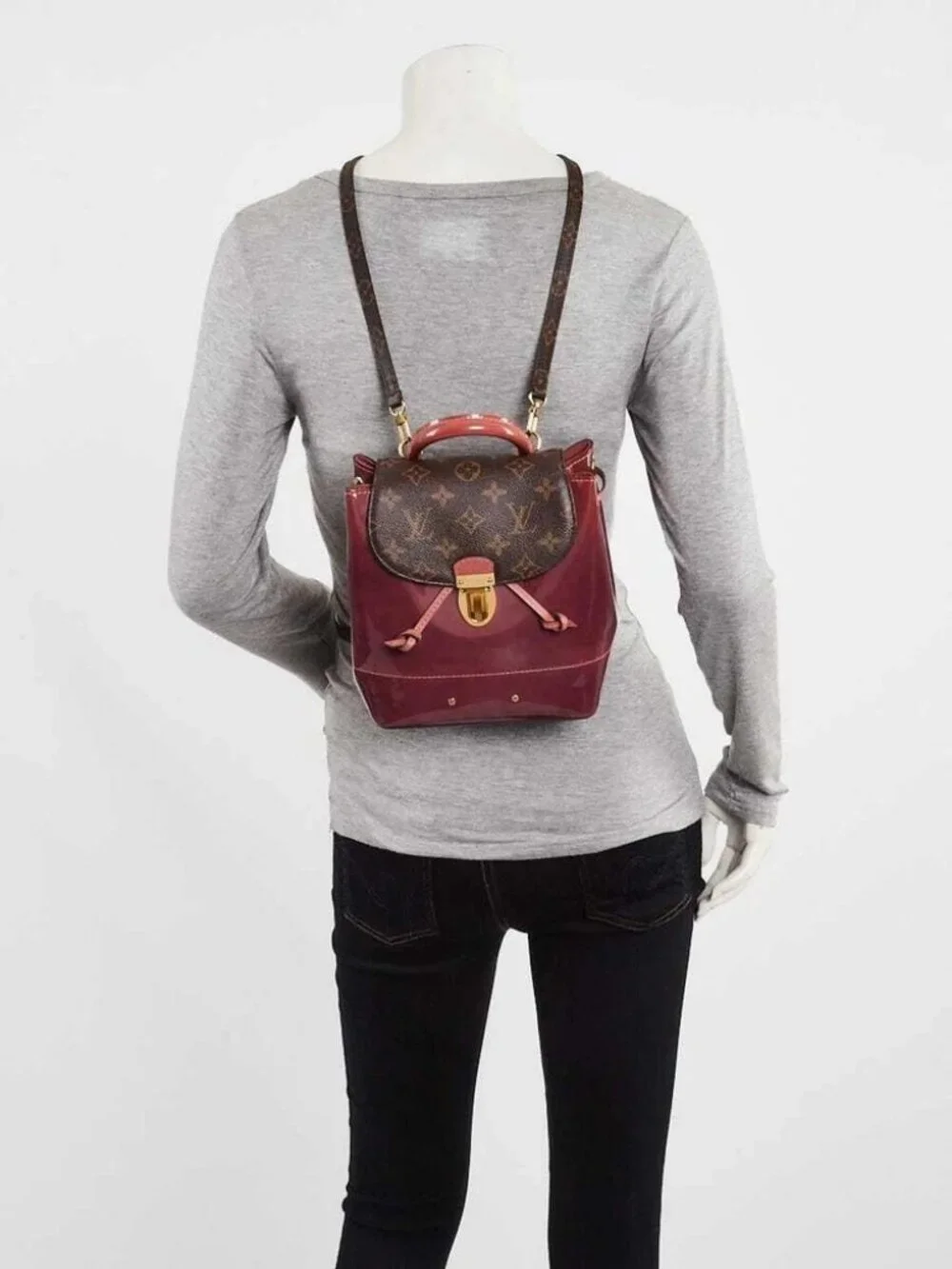Louis Vuitton Monogram Coated Canvas/Vieux Rose Vernis Hot Springs Backpack Bag